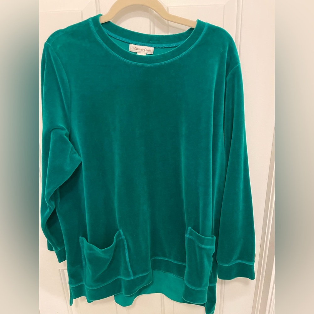 Coldwater Creek Teal Velour Top